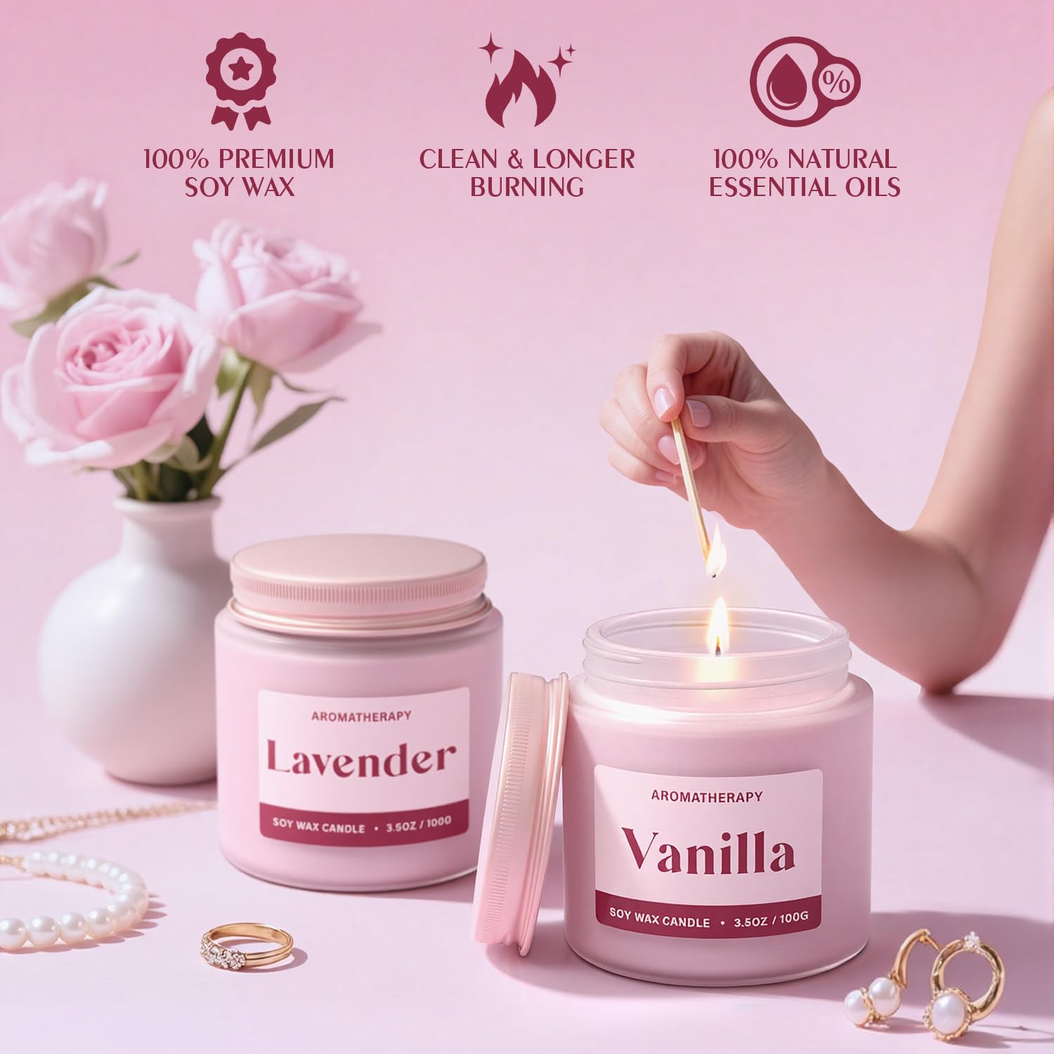Gift box for Waxcanpy candle set with lavender and vanilla