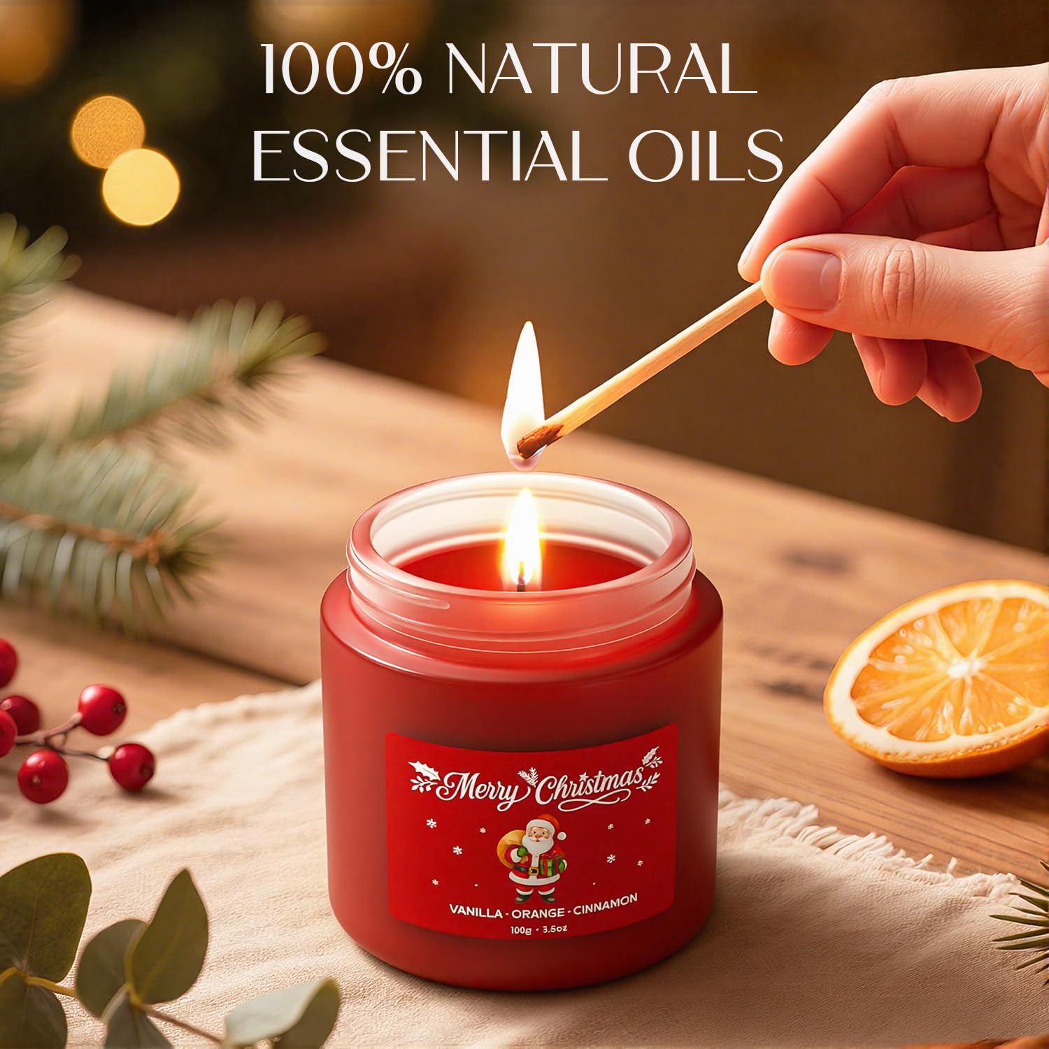 Holiday candle gift box with Waxcanpy branding