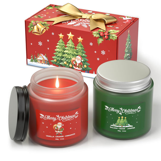 Red soy candle with vanilla, orange, and cinnamon scent