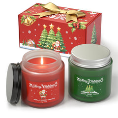 Red soy candle with vanilla, orange, and cinnamon scent