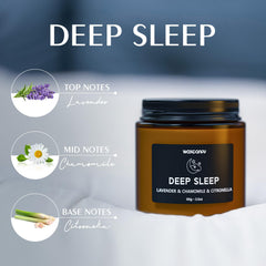 Deep Sleep candle with black label