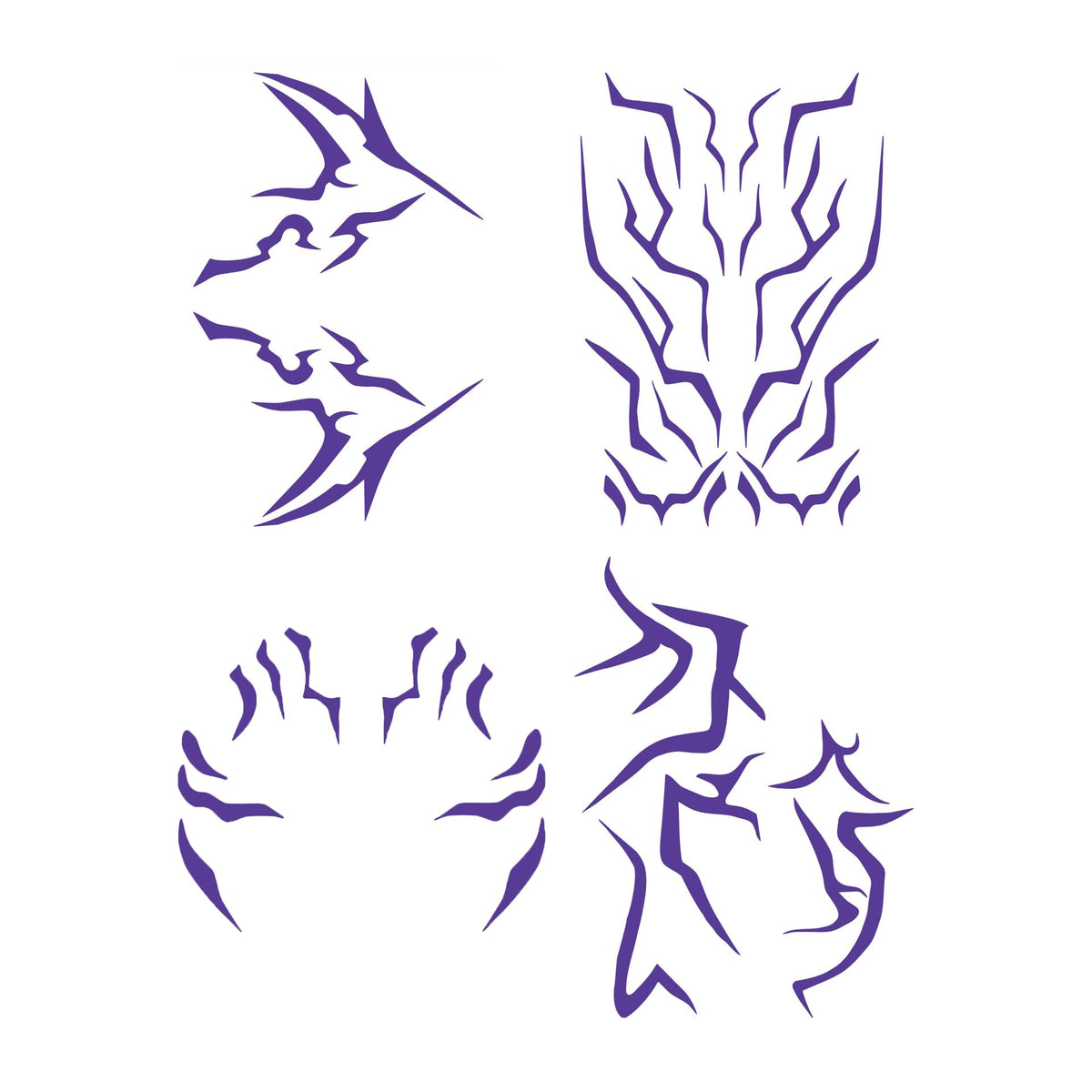 Waxkure anime purple tattoo design 1 for cosplay and quick, non-permanent body art.
