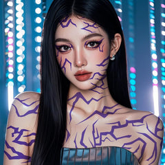 Waxkure anime purple tattoo design 4 supports mix-and-match placements on arms or legs.