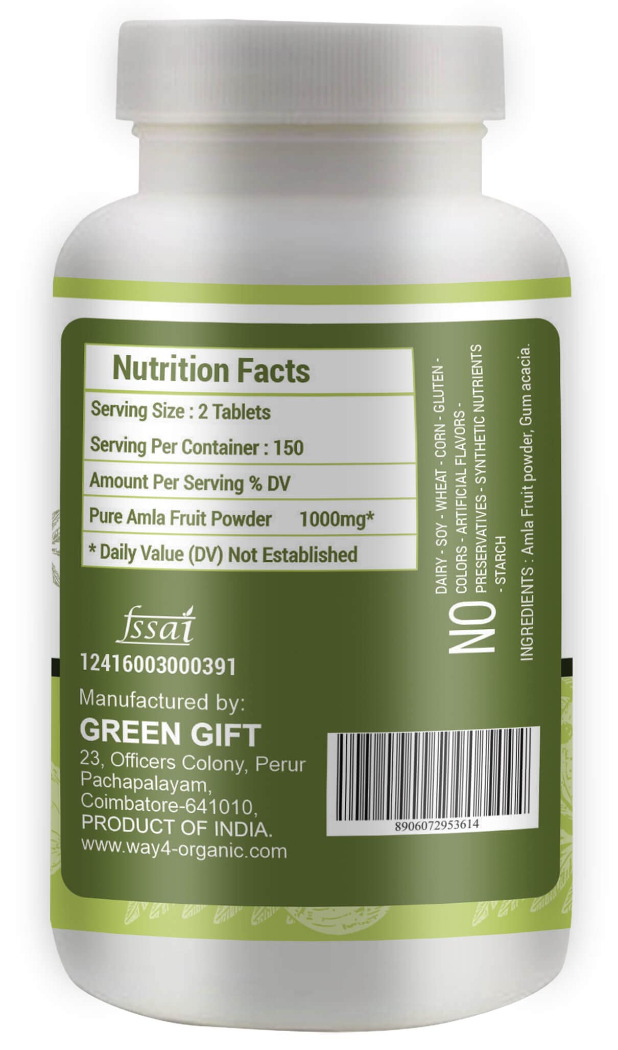 Nutritional info highlight 1000 mg Amla per serving