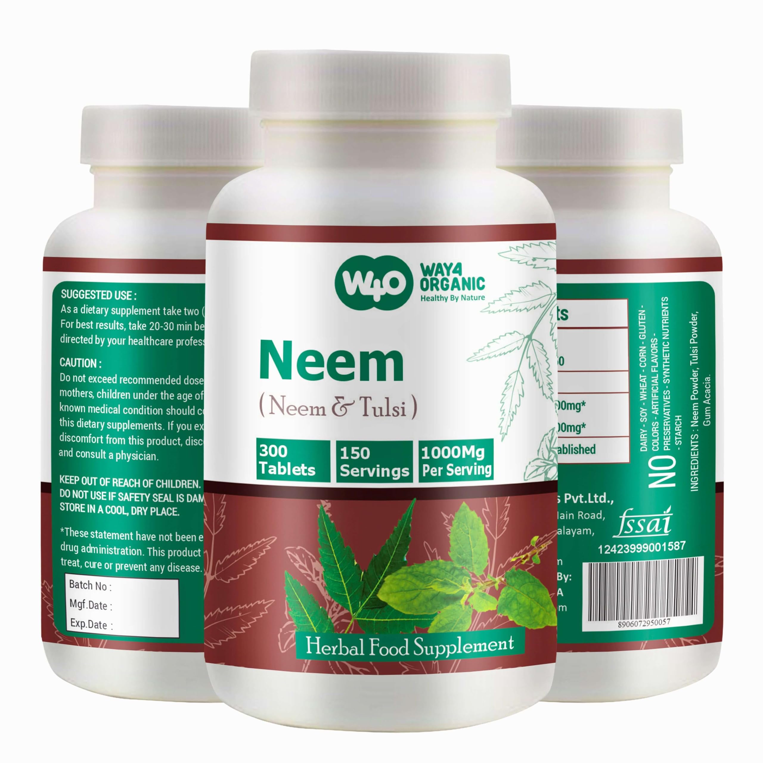 Ingredients Neem Tulsi Gum Acacia on label