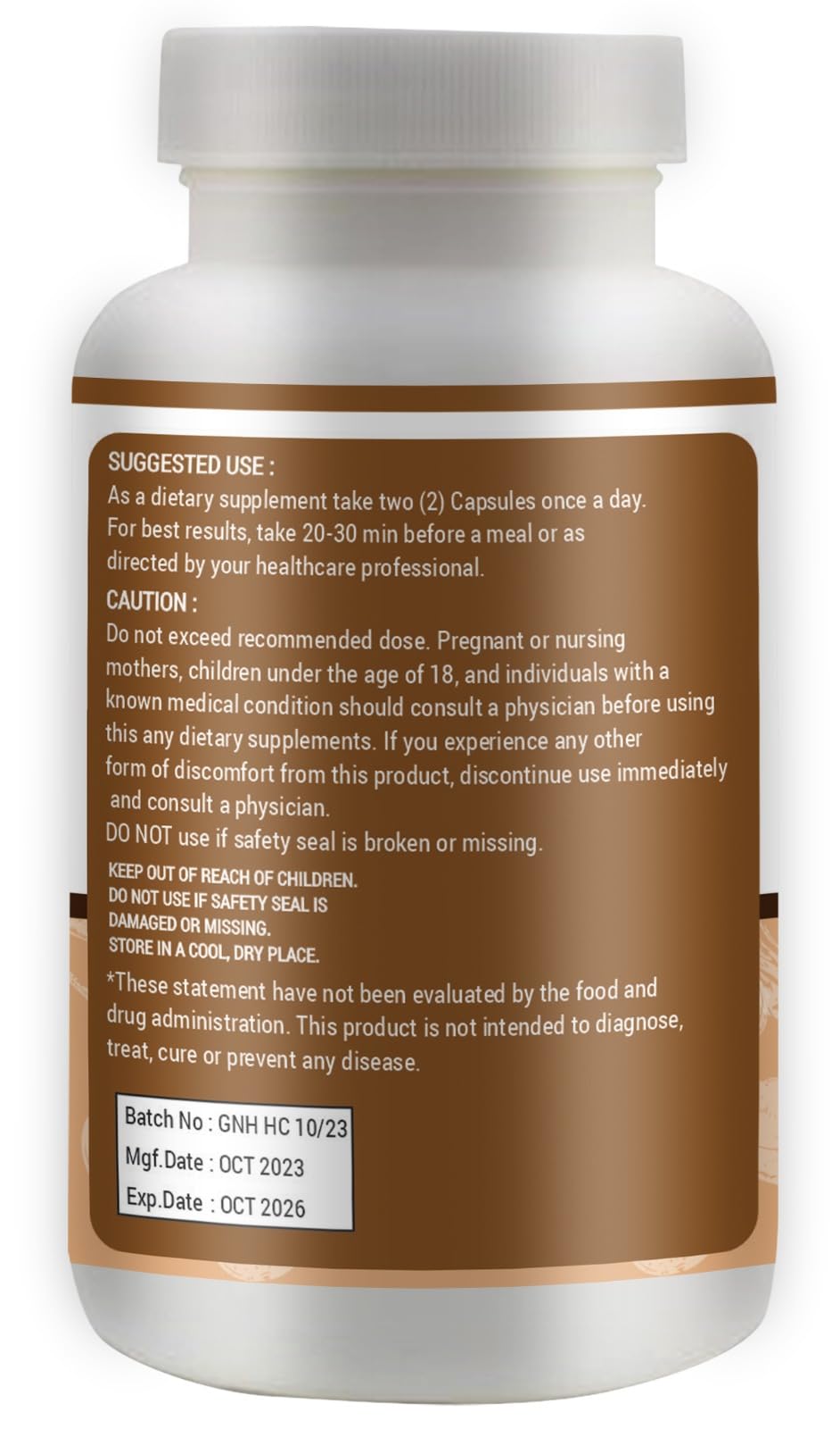 Directions for daily use: take two capsules with water