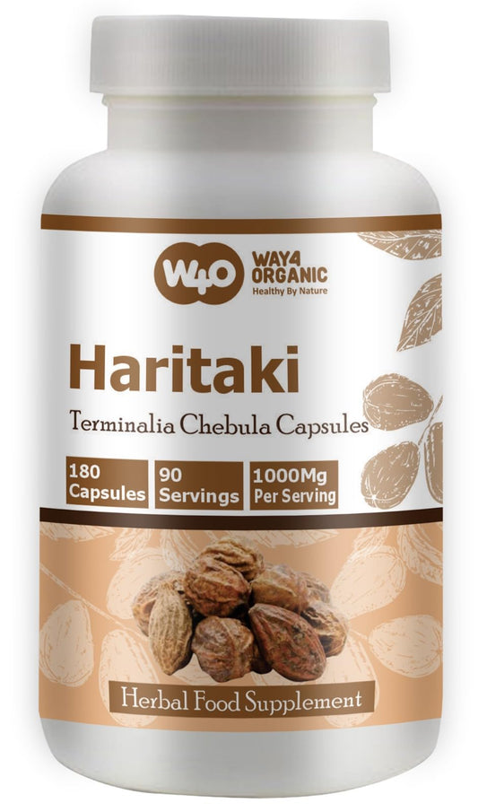 Haritaki ingredients and nutrition label showing 1000 mg per serving