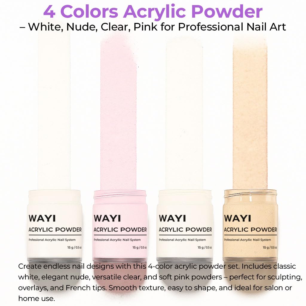 WAYI nude acrylic powder for natural overlays and seamless blends
