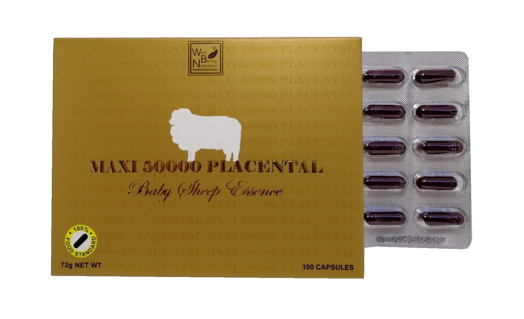 Wealthy Health Sheep Placenta Supplement bottle label