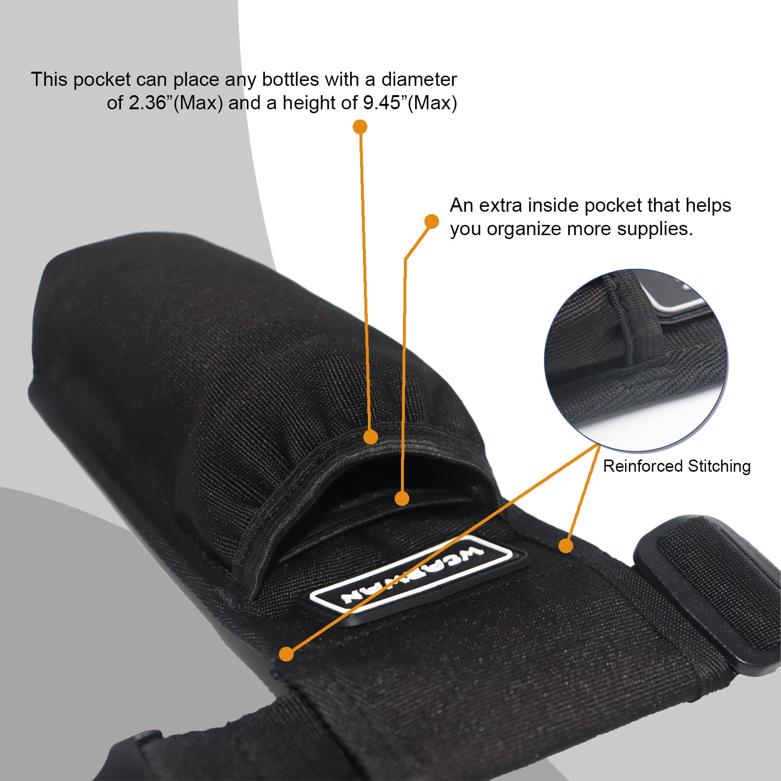 Back view showing interior pocket and belt of WEARWAN holster (1B-Black)