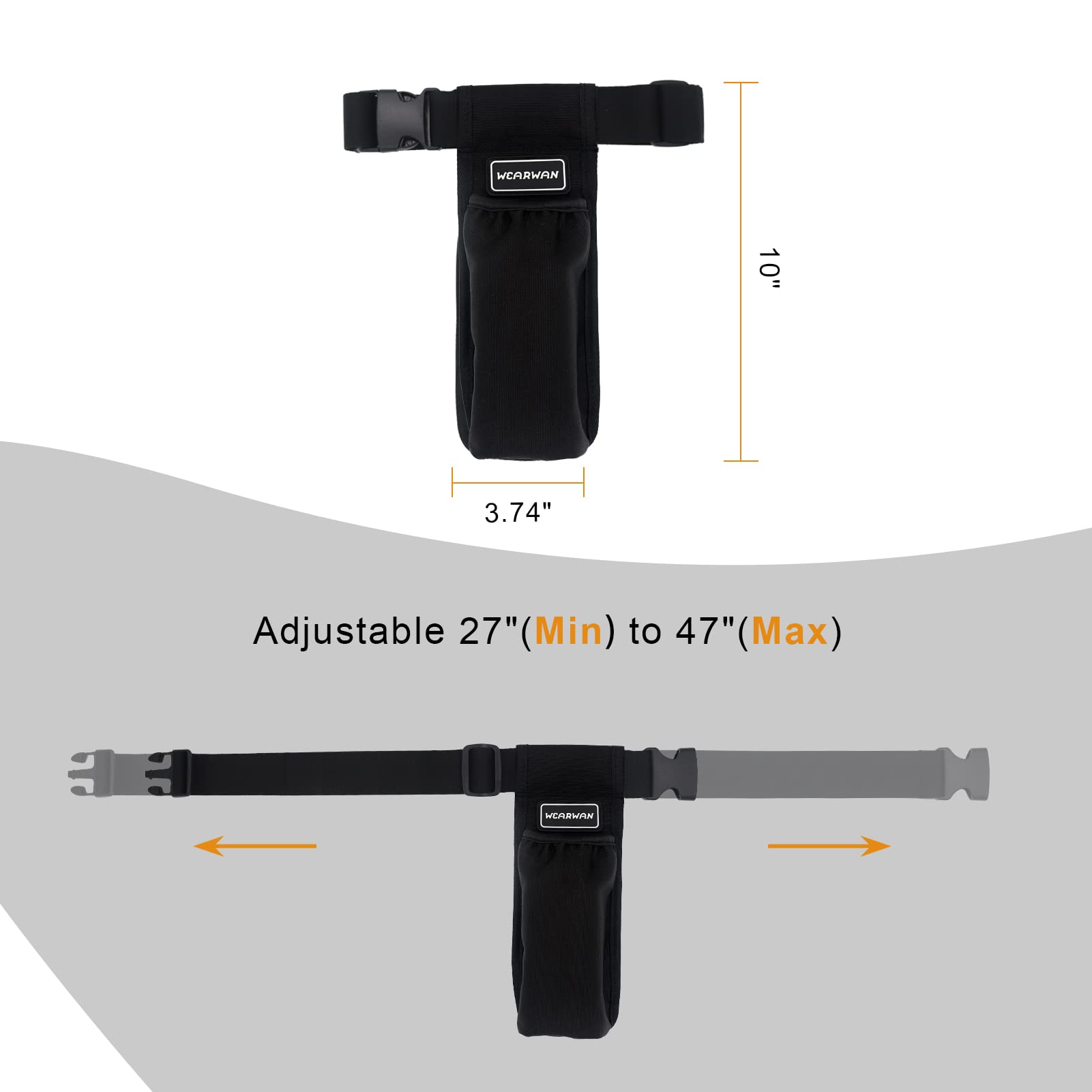 WEARWAN holster in use during a massage, showing easy bottle access (1B-Black)