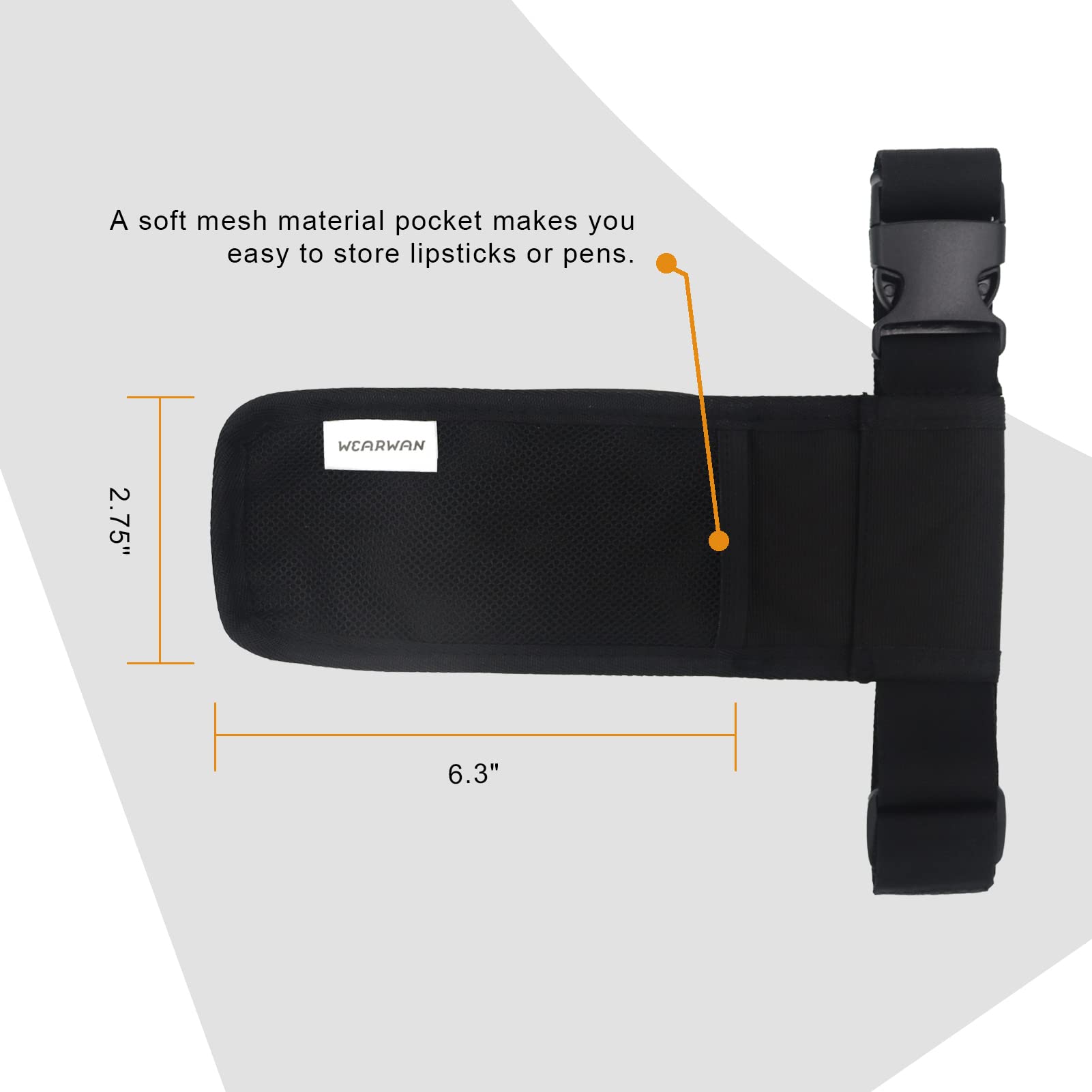 Side view highlighting adjustable waist strap of WEARWAN holster (1B-Black)