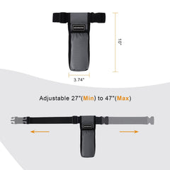 Adjustable nylon waist strap extending from 27 to 47 inches