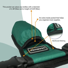 Adjustable waist strap detail on WEARWAN holster in dark green