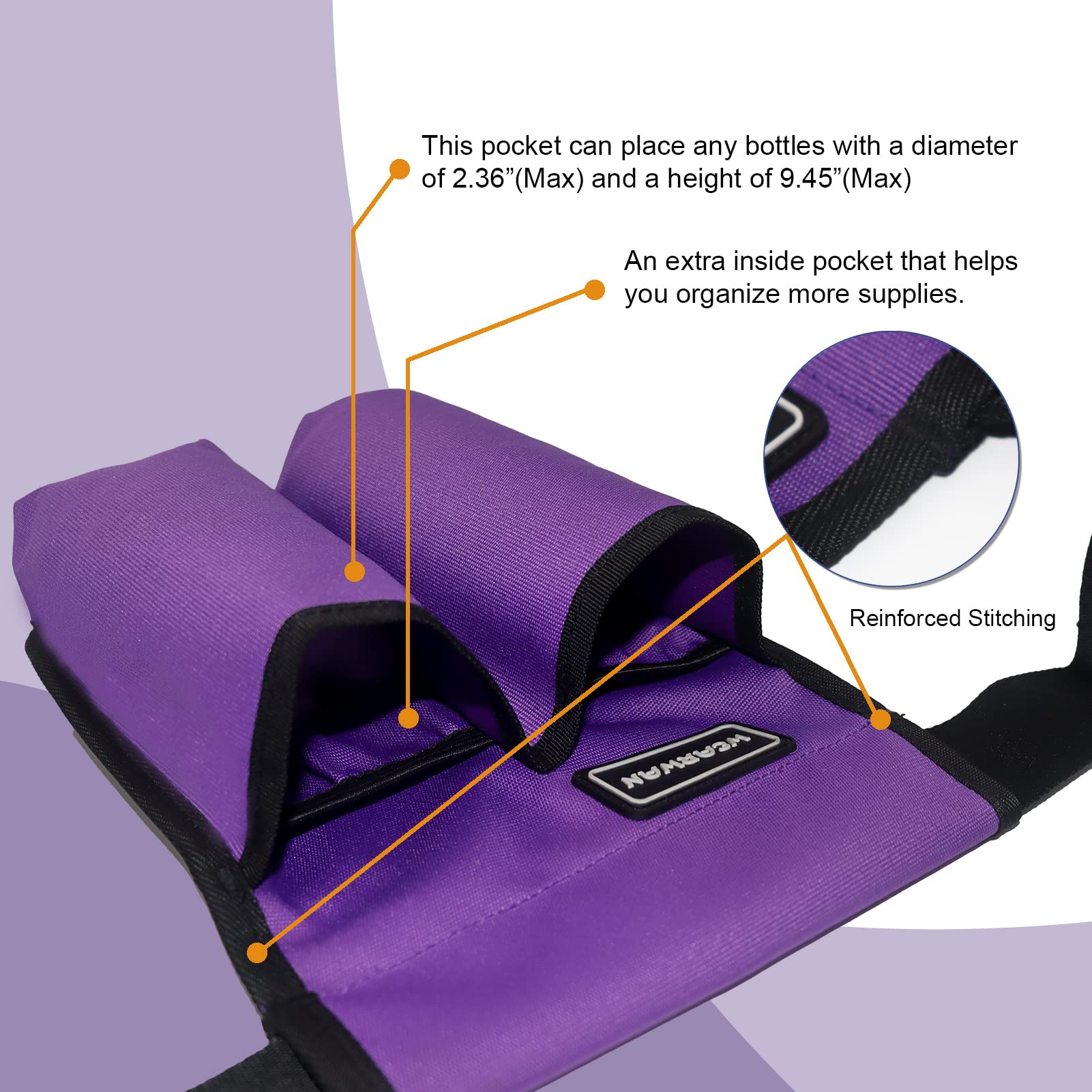 Side view showing adjustable waist strap of wearwan Holster in 2B-Purple