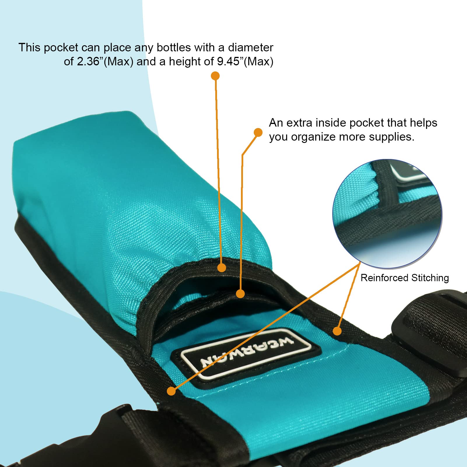 Adjustable waist strap on WEARWAN massage oil holster 27 to 47 inches