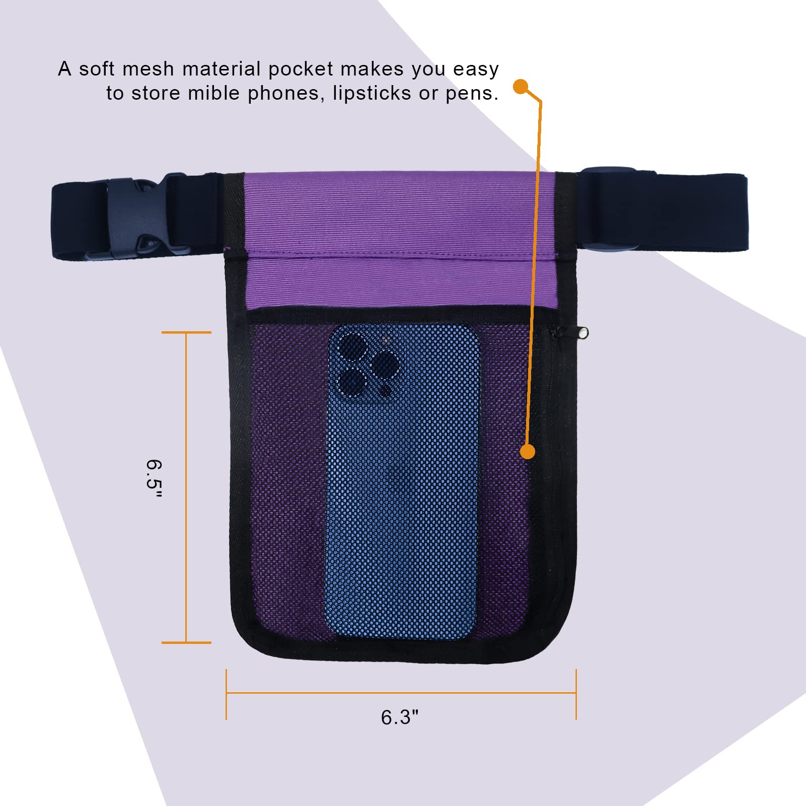 Inside pockets of wearwan Massage Oil Holster for organized supplies in 2B-Purple