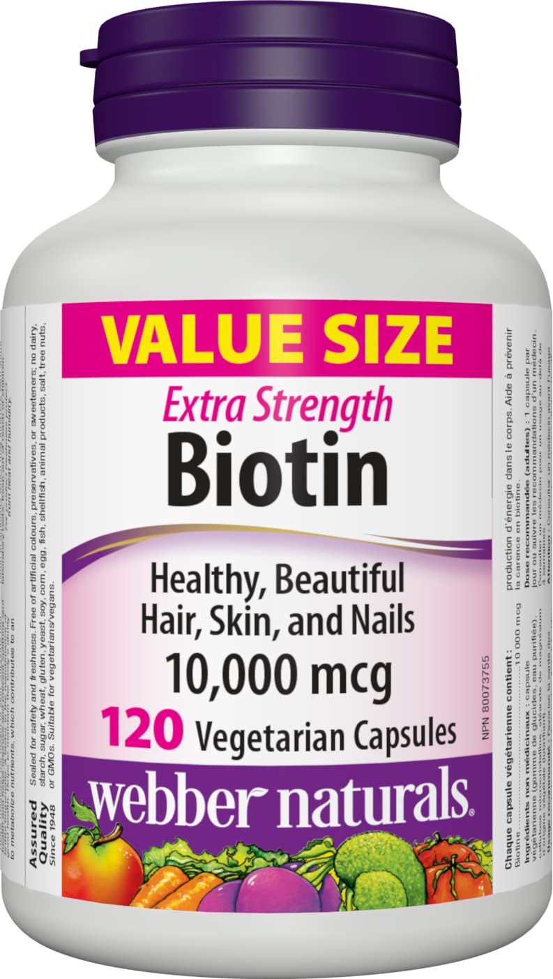 Webber Naturals Biotin 10,000 mcg bottle front view