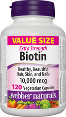 Webber Naturals Biotin 10,000 mcg bottle front view
