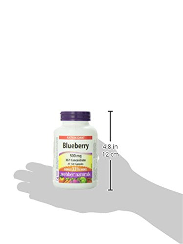 Lifestyle image featuring Blueberry 36:1 Concentrate Capsule bottle with fresh blueberries