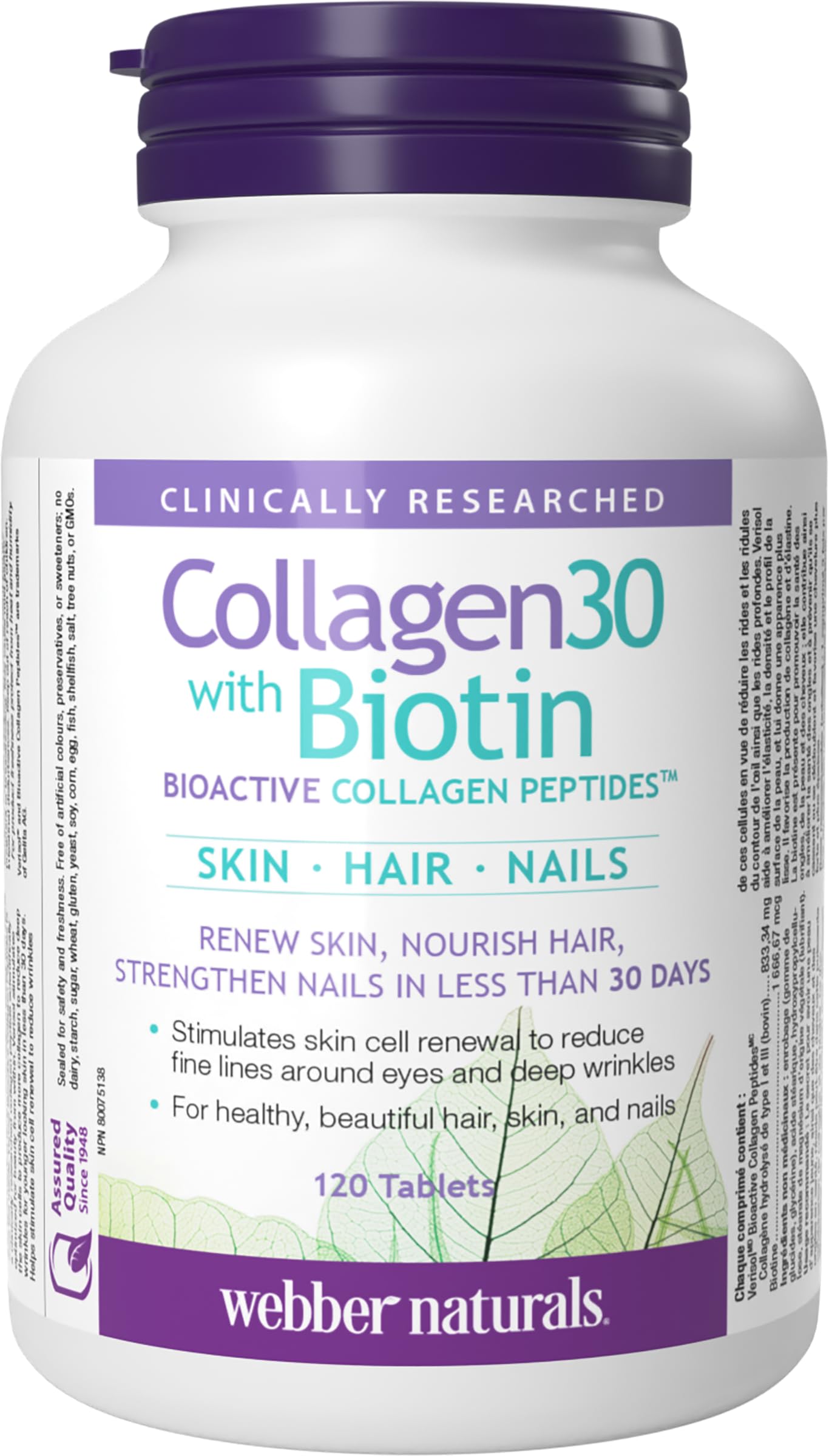 Webber Naturals Collagen30 with Biotin bottle and packaging