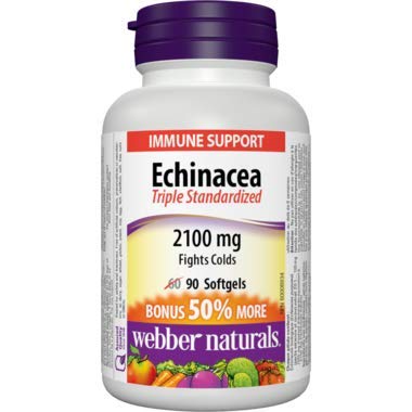Webber Naturals Echinacea Standardized Herb 8:1 Extract 2100mg 90 Softgels
