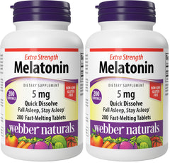 Front view of Webber Naturals Melatonin 5 mg fast-melting tablets
