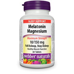 Webber Naturals Melatonin Magnesium bottle – 60 vegan tablets (maximum strength)
