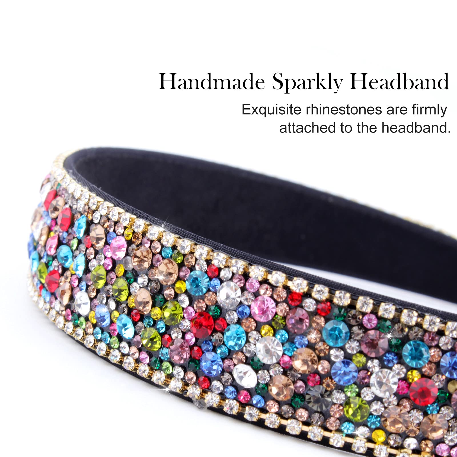 Wecoe rhinestone headband features glitter sparkle design to elevate formal looks.