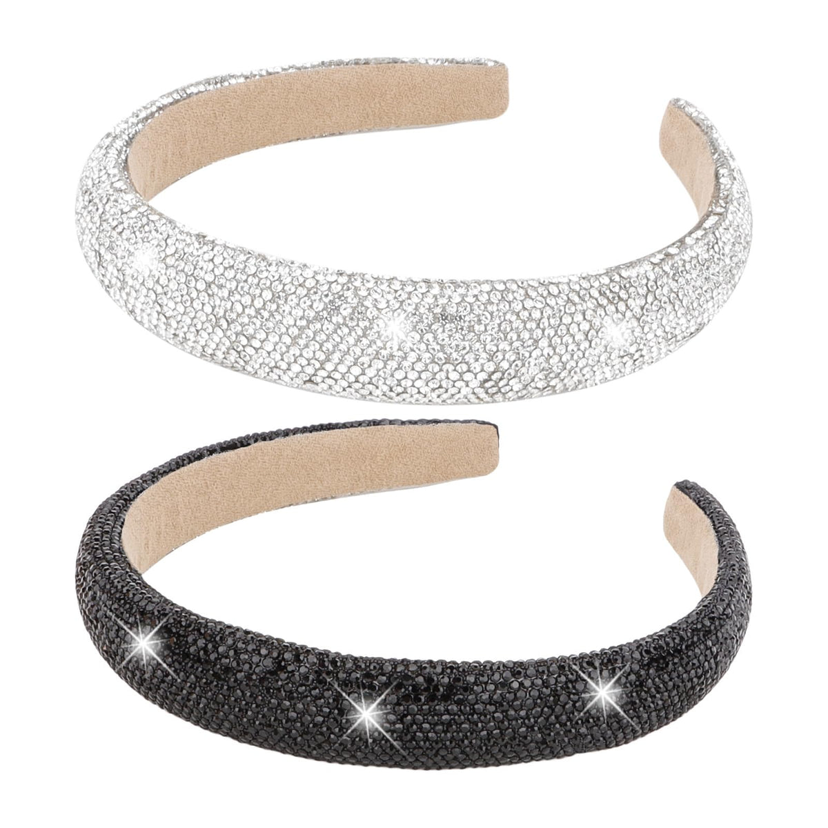 Wecoe rhinestone headband silver front view adds sparkling elegance for weddings.