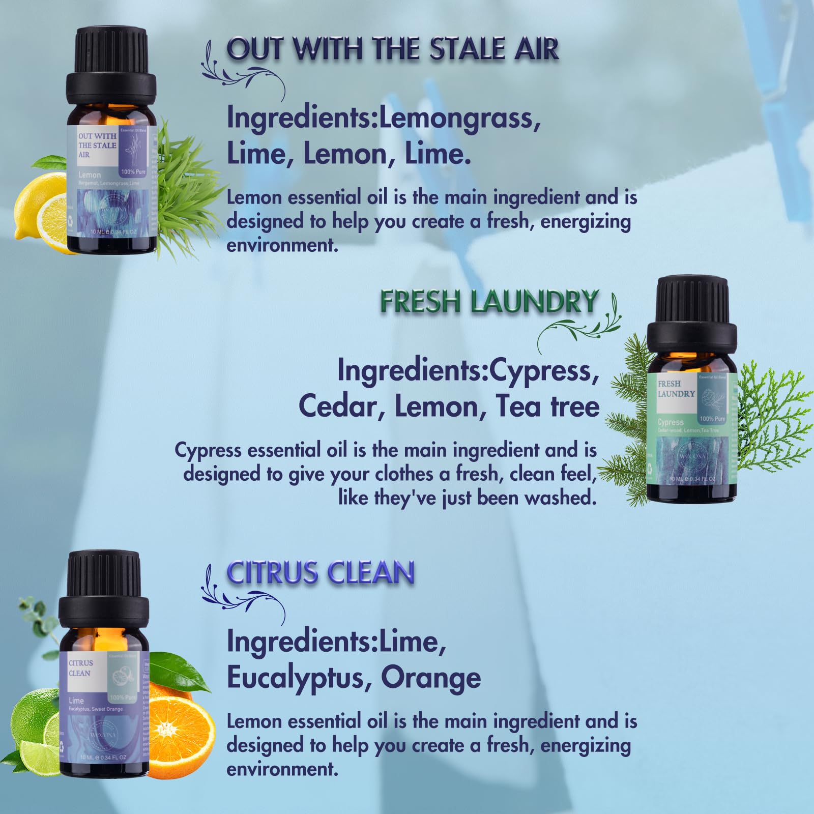 Six 10ml Clean Linen blend bottles in set