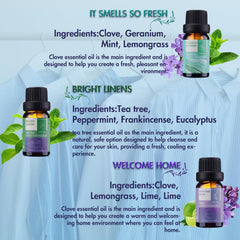 Close-up of citrus and tea tree essential oils