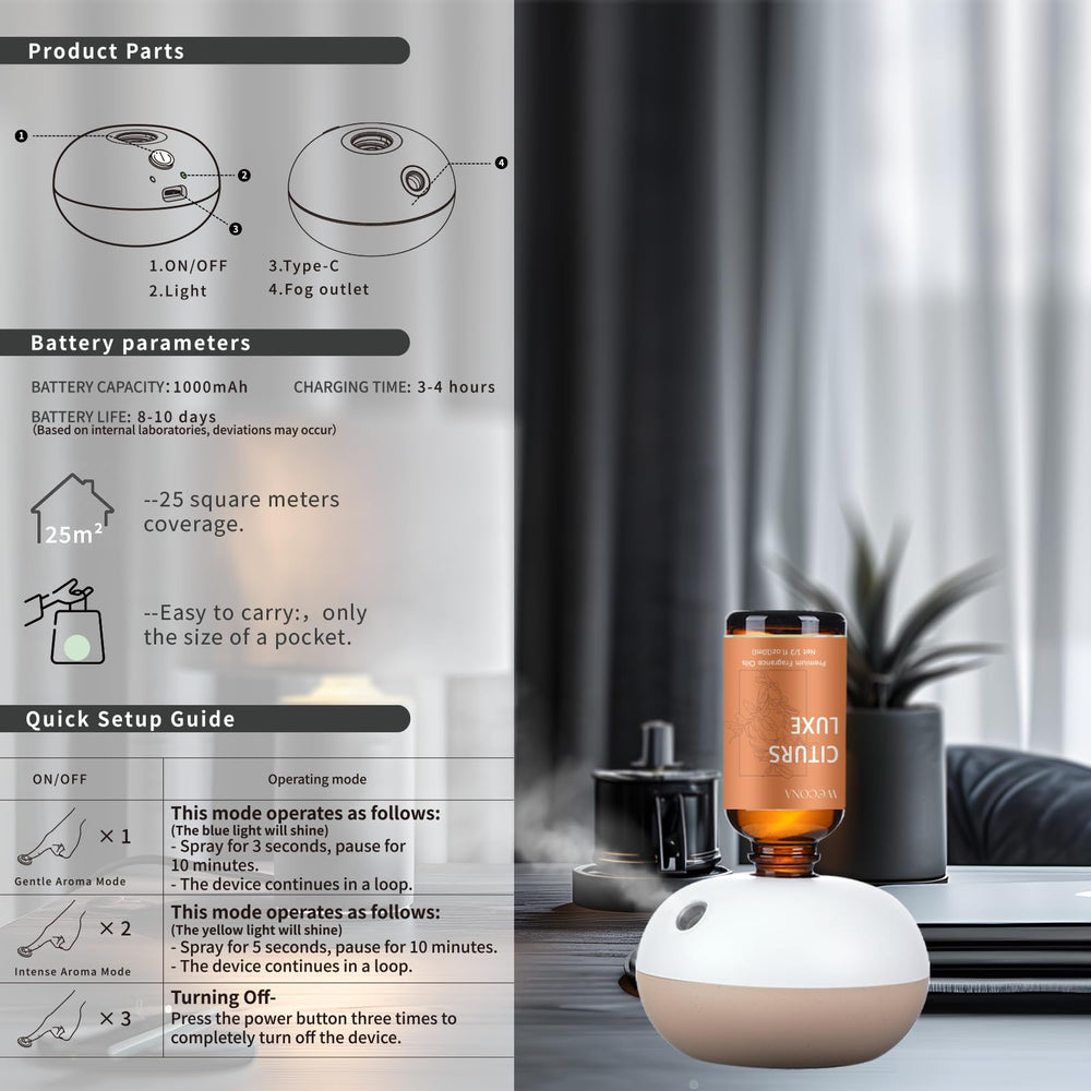 Rechargeable diffuser showing wireless operation