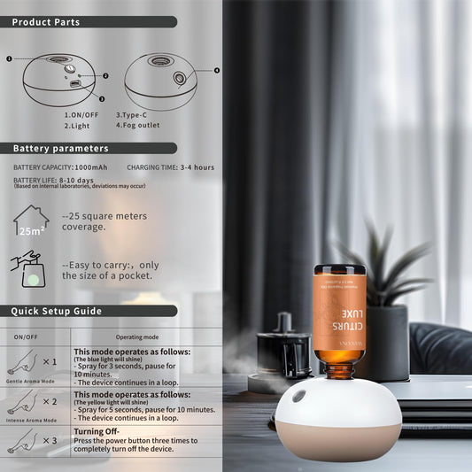 Rechargeable diffuser showing wireless operation