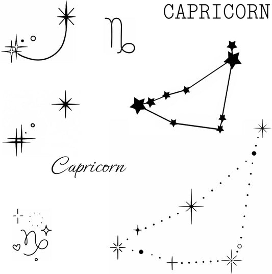 WEEKINK Capricorn constellation tattoo pack with detailed line work for a realistic look