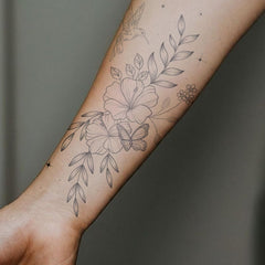 WEEKINK hummingbird and butterfly floral vine for natural movement on skin.