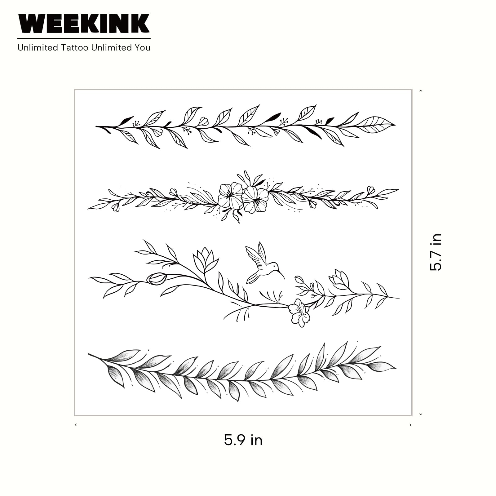 WEEKINK Hummingbird vine tattoo design adds a whimsical focal point