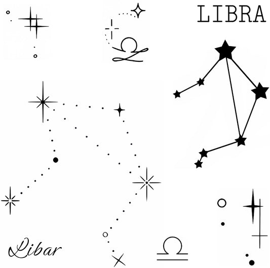 WEEKINK Libra constellation tattoo illustration for stylish celestial balance.