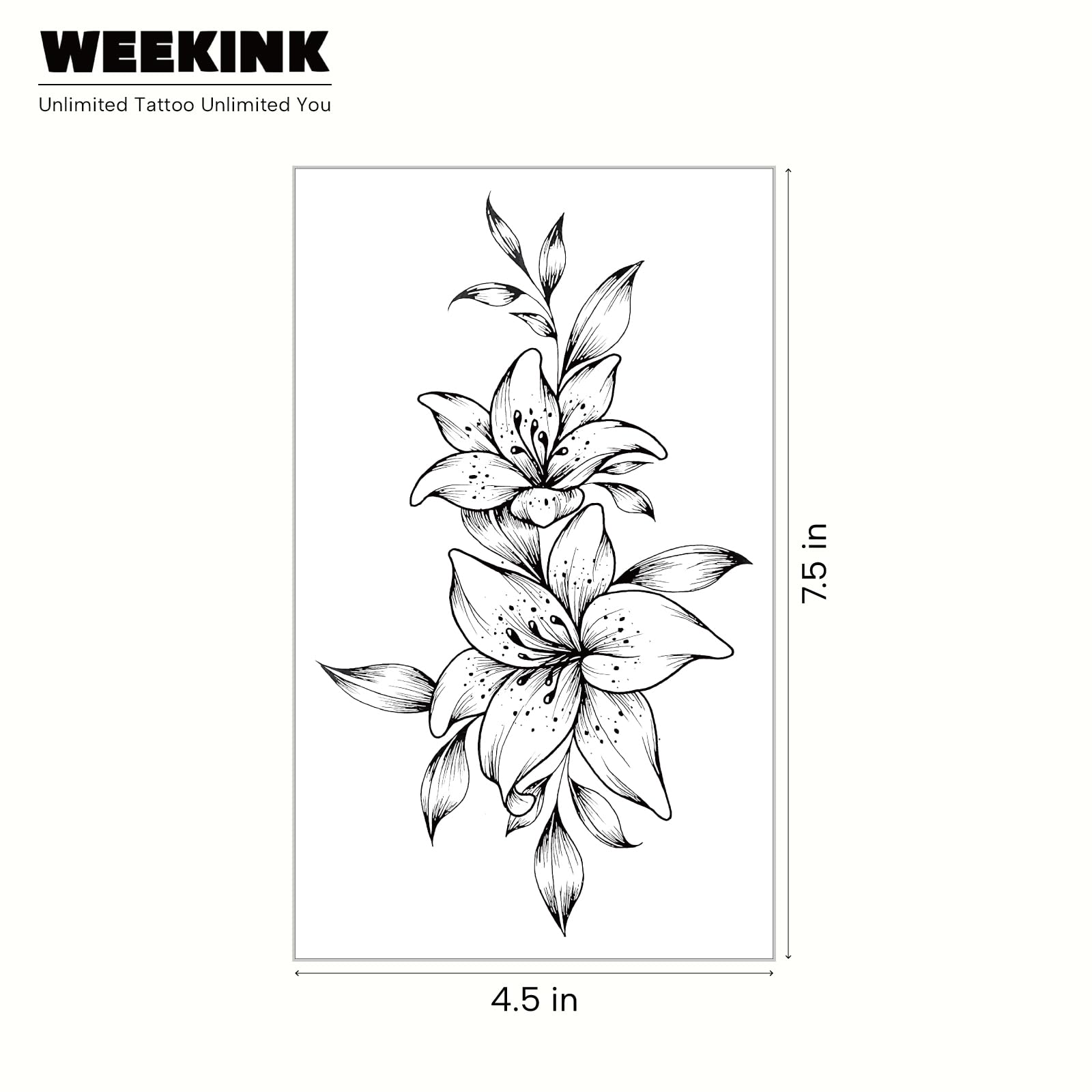 WEEKINK Lily Outline tattoo on spine demonstrates versatile placement