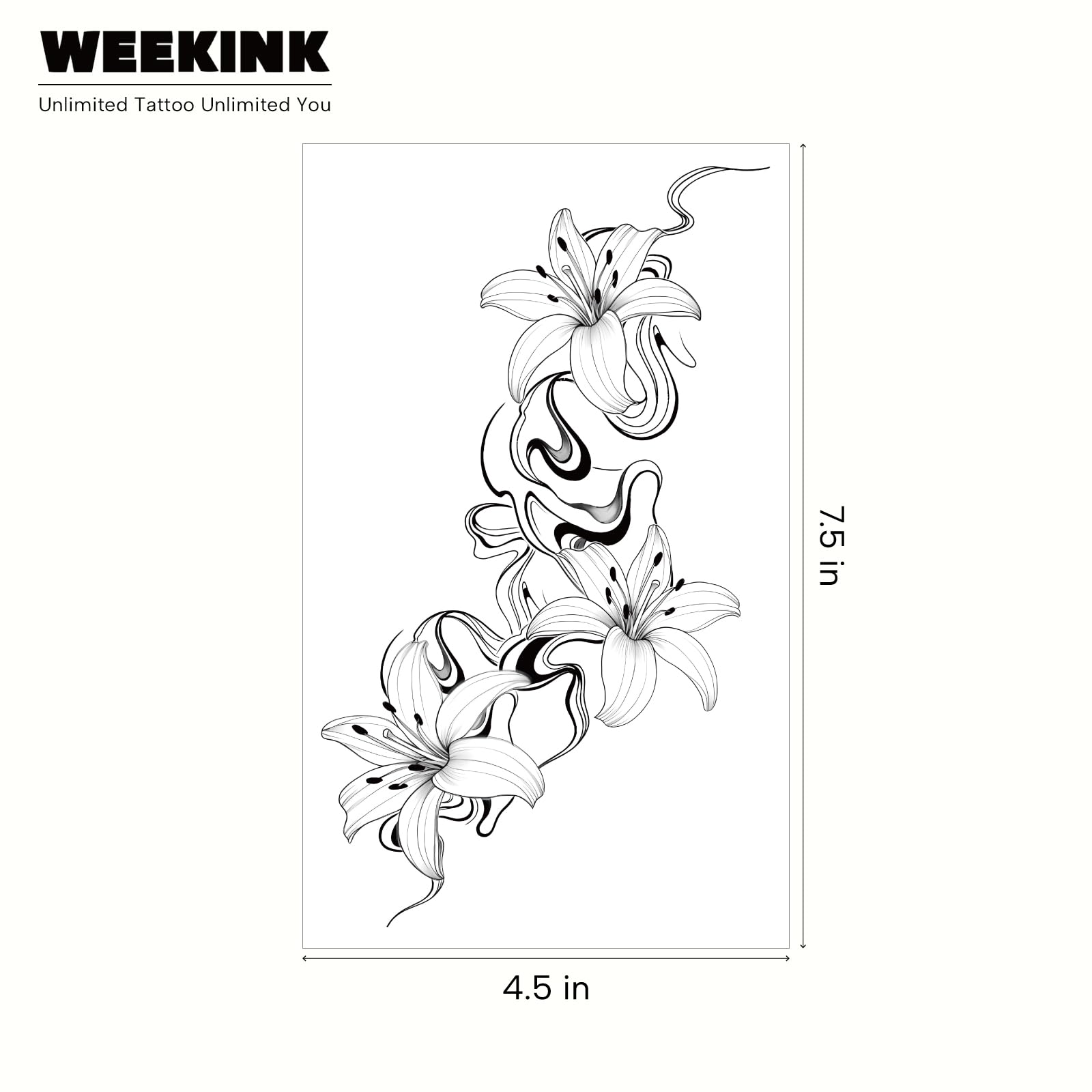 WEEKINK Lily Vine design at the waist, refined body art without long-term commitment.