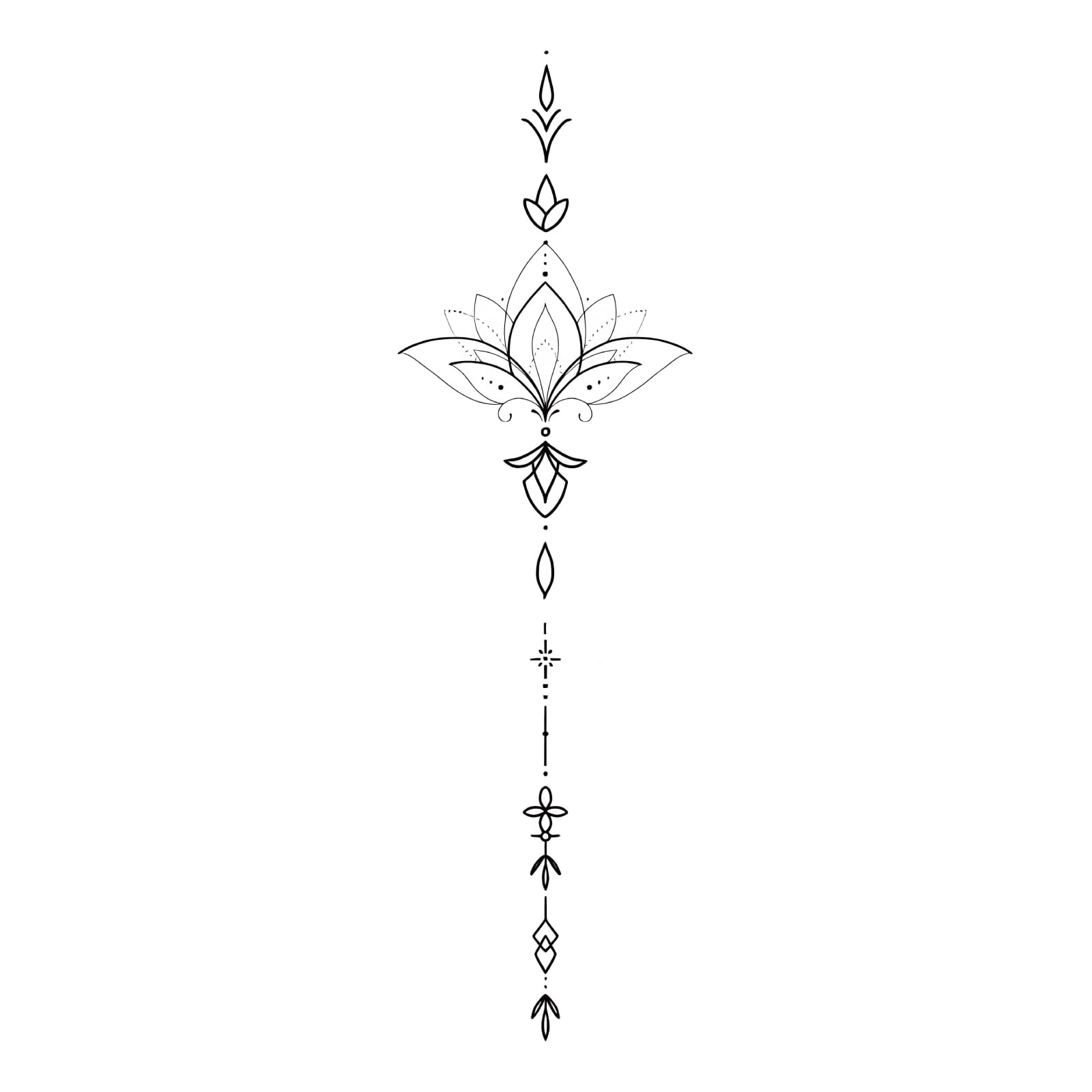 WEEKINK Lotus tattoo on spine with fine lines for a subtle, long-lasting look.