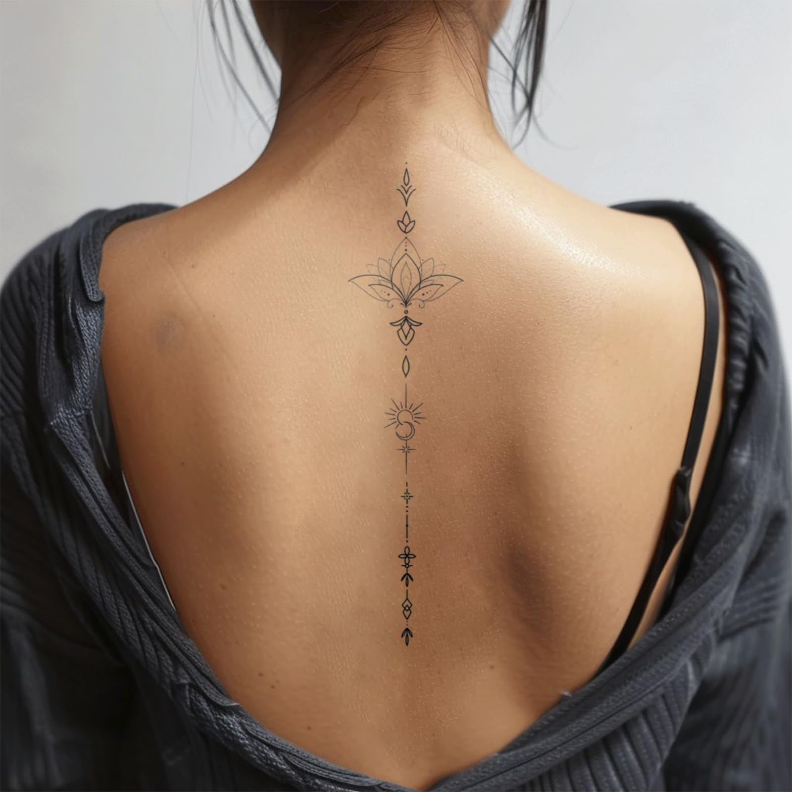 WEEKINK Lotus tattoo center with sun and moon symbols for personalized accent.