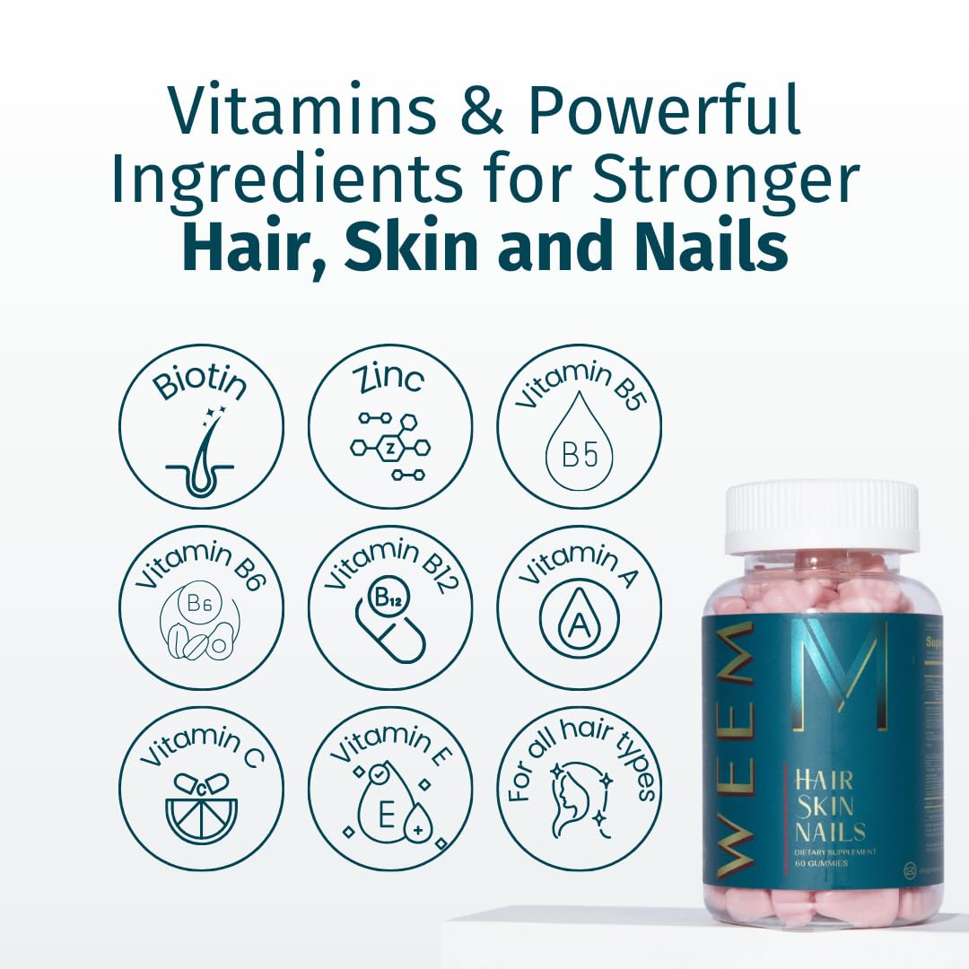 Vitamins and Biotin icons representing A, C, E and B vitamins