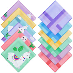Weewooday 18-piece glasses cleaning cloths set with llama floral design — front view