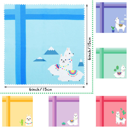 Assorted microfiber cleaning cloths with spring llama patterns