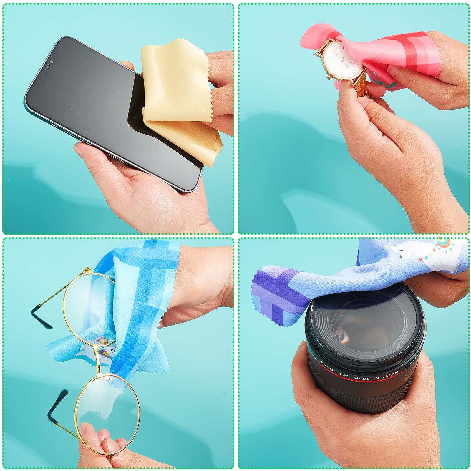 Microfiber cleaning cloths for phones, sunglasses, watches and more