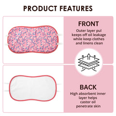 Reusable castor oil pack wrap with adjustable strap and pink flowers