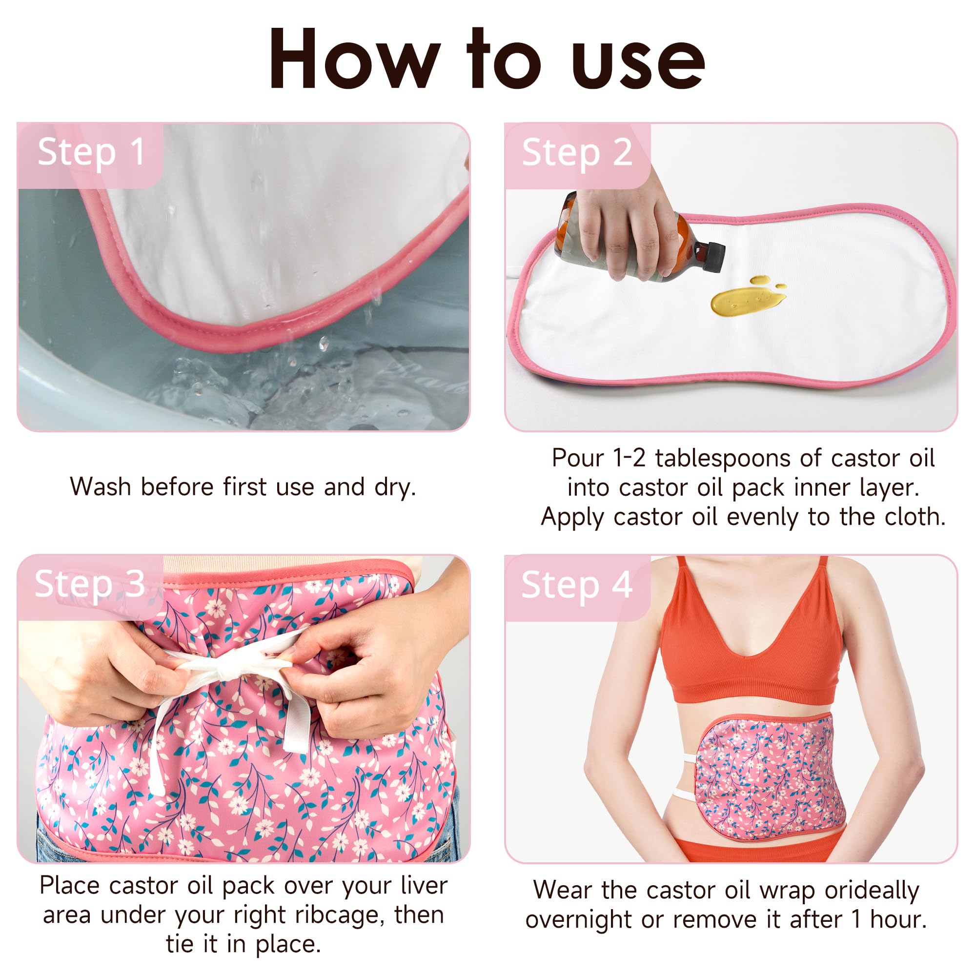 Castor oil pack placed over liver area beneath the right ribcage