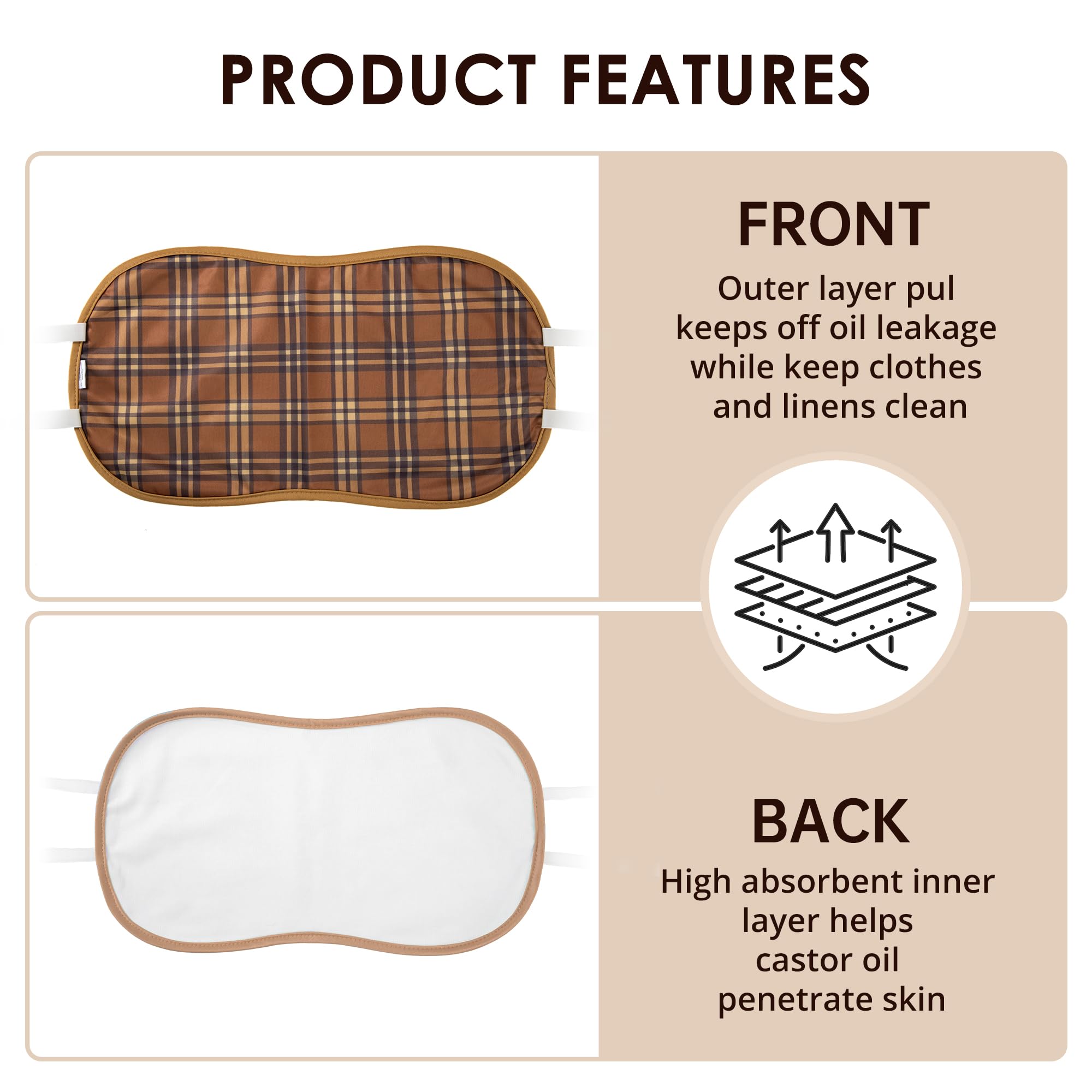 Soft inner fabric layer of castor oil pack wrap