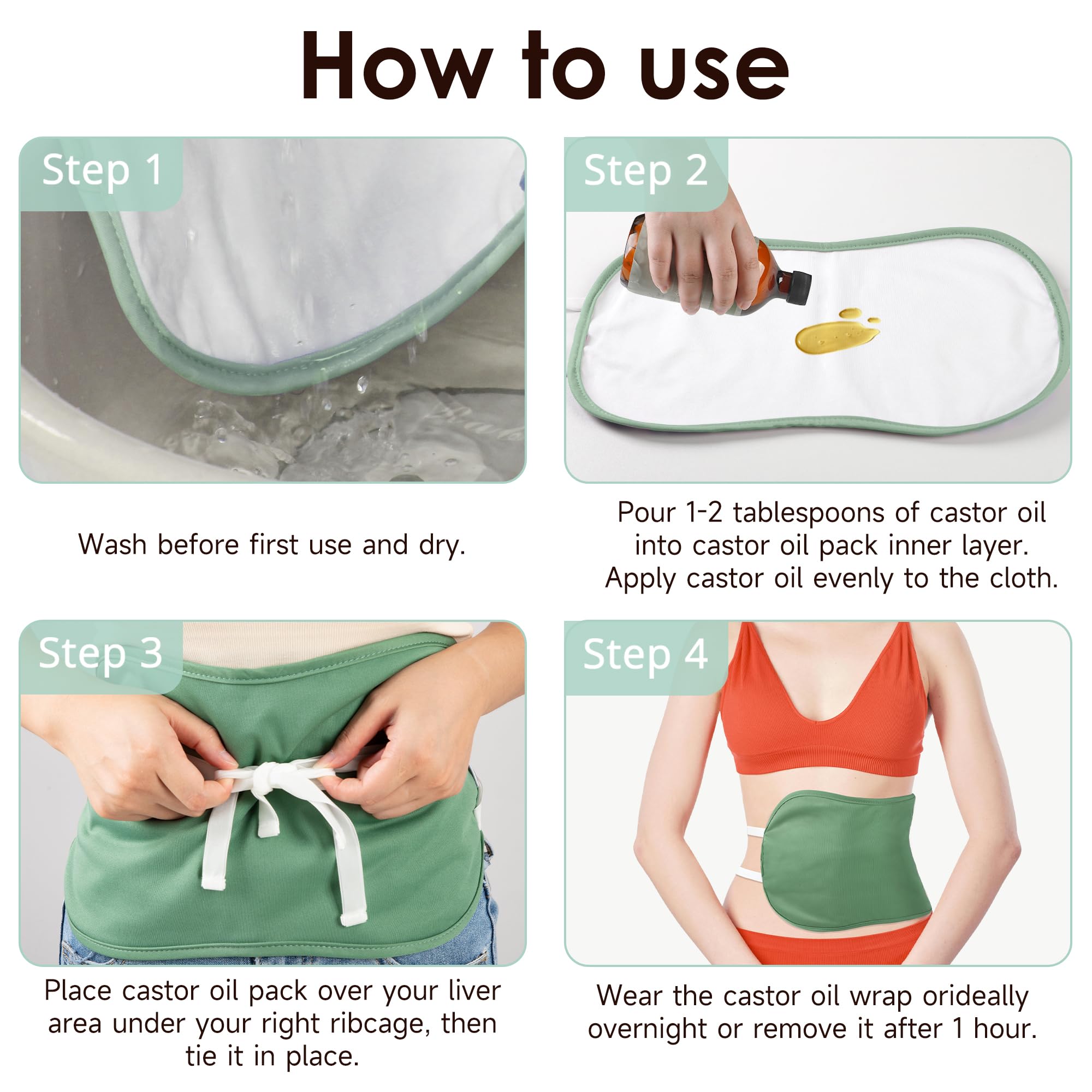 Castor oil pack being placed over liver area
